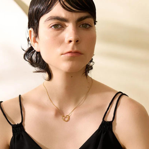 Gold Necklace with Heart Pendant