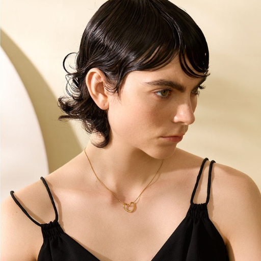 Gold Necklace with Heart Pendant