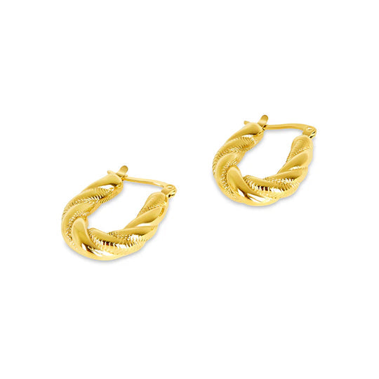 Twisted Hoop Earrings Plated in 18K Gold