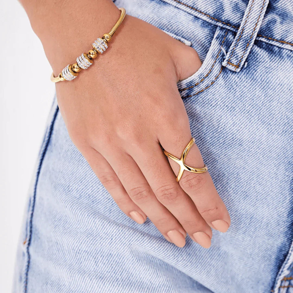 **18K Gold Plated X Ring**