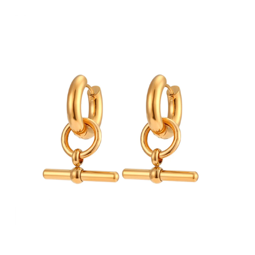 Gold Plated 18K Hoop Earrings with Pendant