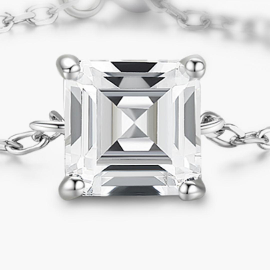 Silver Ring with Cubic Zirconia and Adjustable Chain