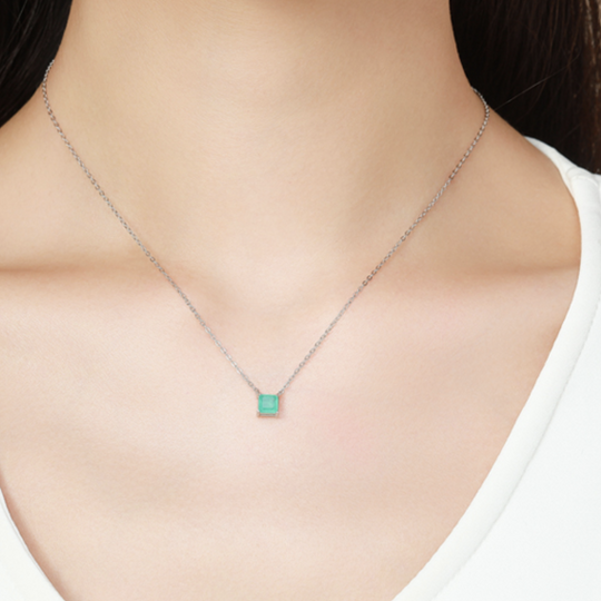 Silver Necklace with Paraíba Tourmaline Pendant