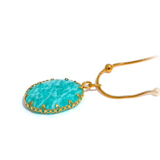 Blue Amazonite Natural Stone Pendant Necklace