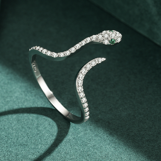 Serpent Ring Set with Cubic Zirconia in Silver
