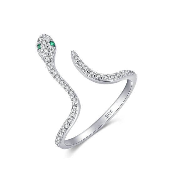 Serpent Ring Set with Cubic Zirconia in Silver