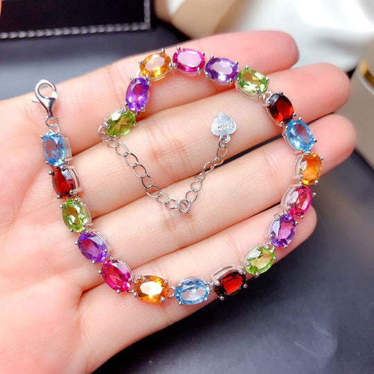 Colourful Cubic Zirconia Silver Bracelet