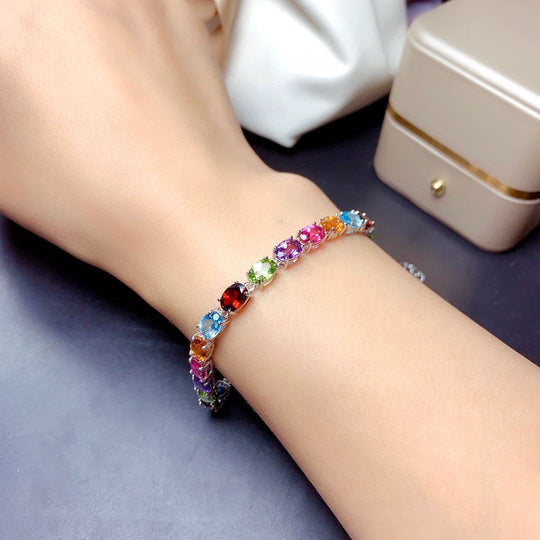 Colourful Cubic Zirconia Silver Bracelet