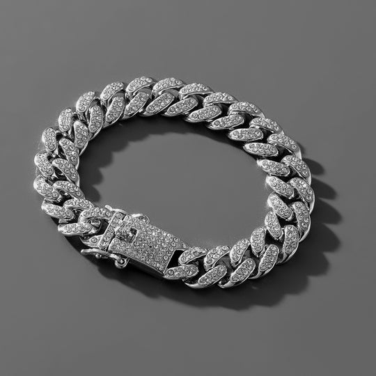 Cuban Bracelet with Zirconia Inlays