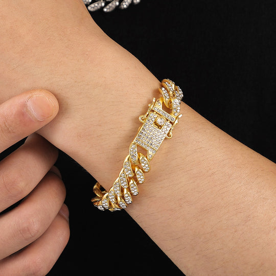 Cuban Bracelet with Zirconia Inlays