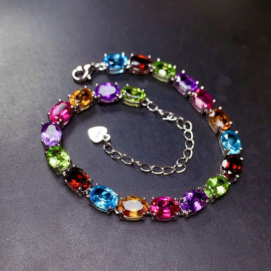 Colourful Cubic Zirconia Silver Bracelet