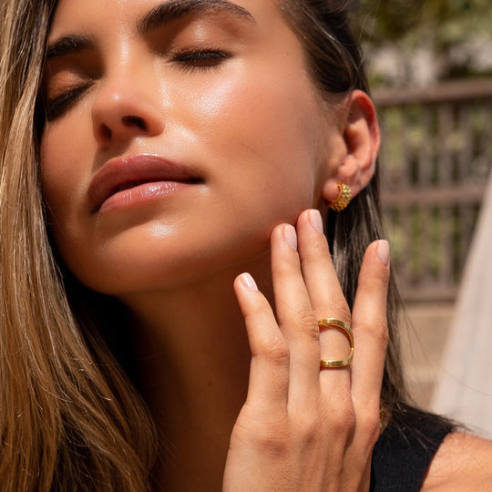 Textured 18K Gold Plated Earrings