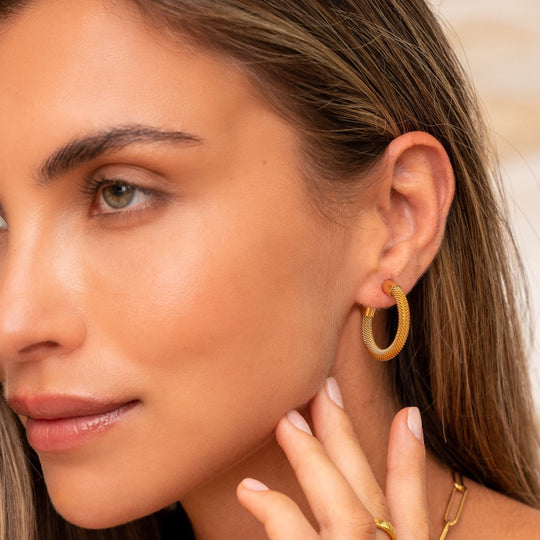 18K Gold-Plated Mesh Hoop Earrings