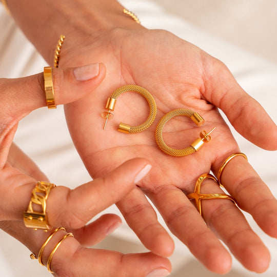 18K Gold-Plated Mesh Hoop Earrings