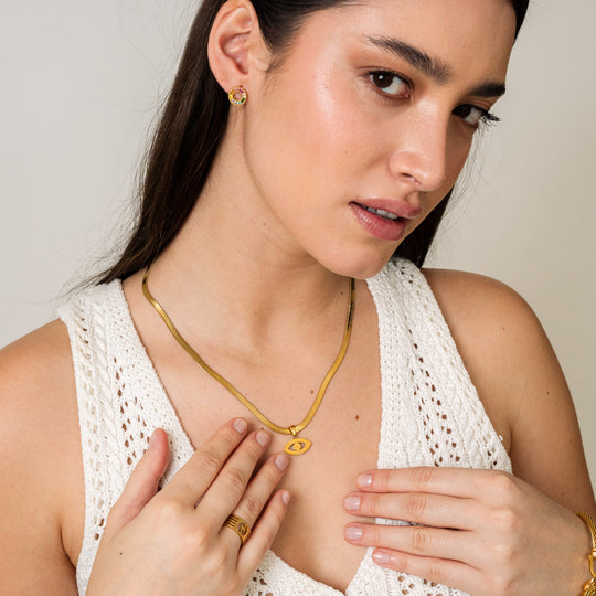 Colourful Cubic Zirconia Earrings Plated in 18K Gold