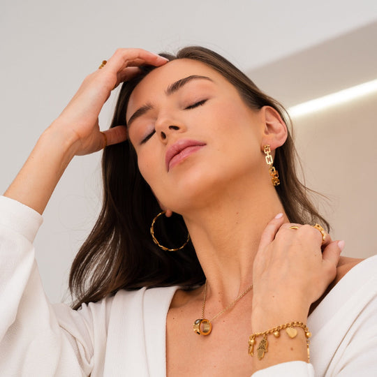 18K Gold-Plated Link Hoop Earrings