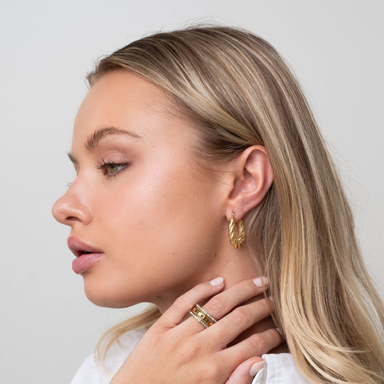 Twisted Hoop Earrings Plated in 18K Gold