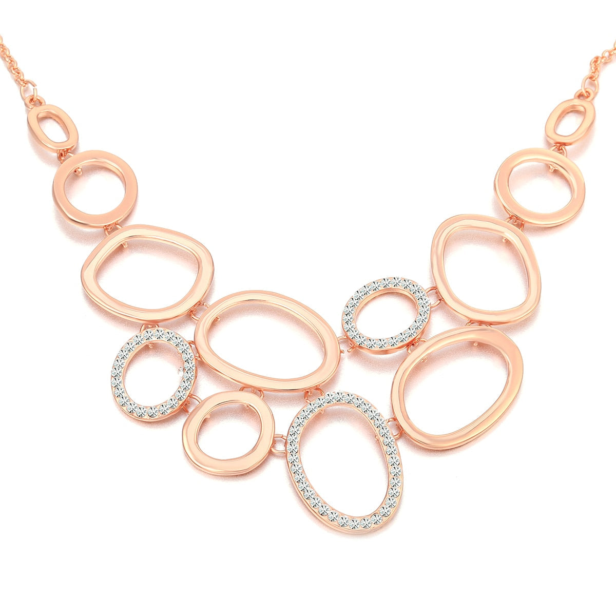 Luxe Irregular Circles Necklace with Zirconias