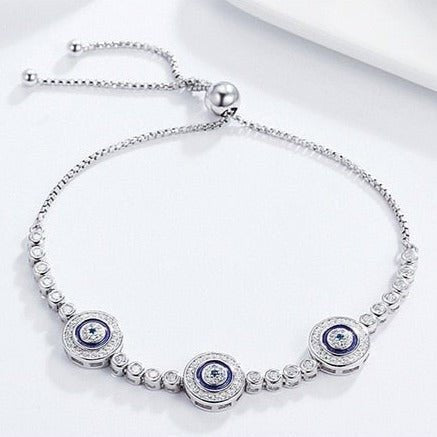 Blue Turkish Eye Bracelet in Cubic Zirconia